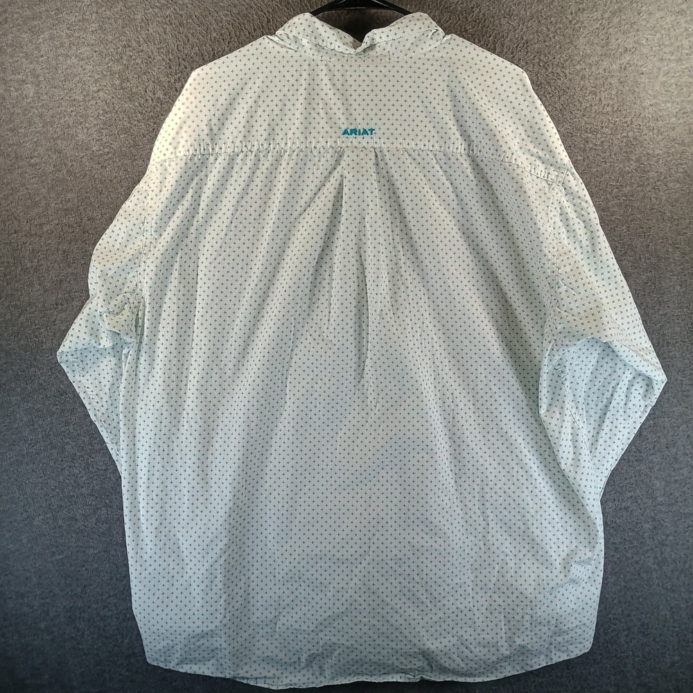 Ariat Kaine Classic Fit Shirt Mens XXL 2XL Geometric White Long Sleeve Button Up - Picture 8 of 12